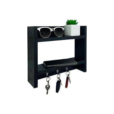 Suporte Porta Chaves Organizador De Parede Madeira Preto
