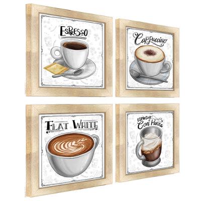 Quadro Café Expresso Padaria 2 Titulos Moldura Carvalho