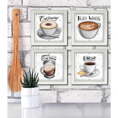 Quadro Café Expresso Padaria 2 Titulos Moldura Branca