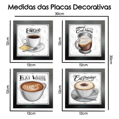 Quadro Café Expresso Padaria Cozinha 2 Titulos Moldura Preta