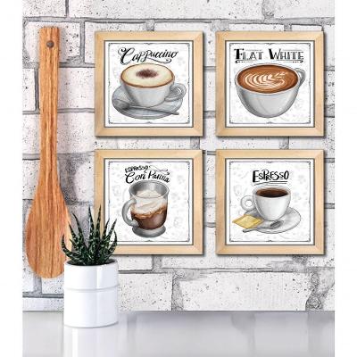 Quadro Café Expresso Padaria Cozinha 2 Titulos Moldura Mel