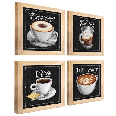 Quadro Café Expresso Padaria 4 Un Titulos Moldura Mel