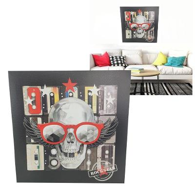 Quadro Caveira Rockstar Moldura 50x50 Musica Banda Sala Quarto Parede Enfeite Decoraçao