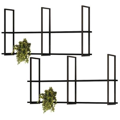 Kit 2 Prateleiras Multiuso 135Cm Design D01 Preto