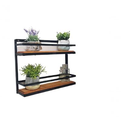 Prateleira Ferro Dupla Preta Madeira 2 Andares 40 Cm Altura.