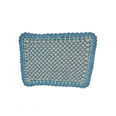Tapete Azul De Crochê Dupla Face Artesanal