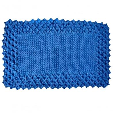 Tapete Azul De Crochê Artesanal