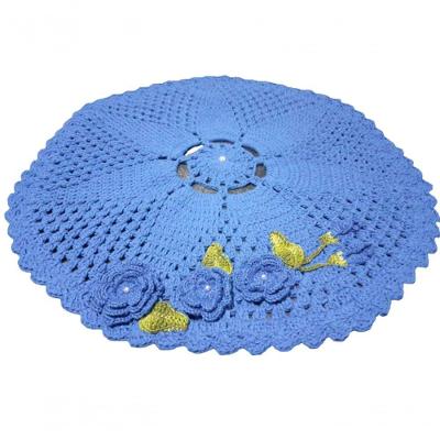 Tapete Azul De Crochê Artesanal