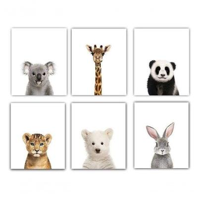 Quadro Infantil Safari 6 Un A4 Vidro E Pendurador