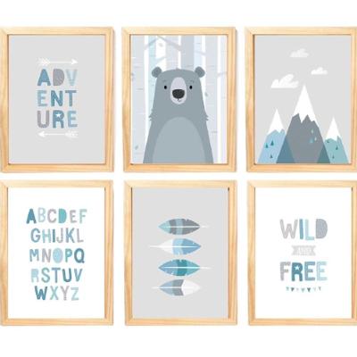 Quadro Infantil Urso 6 Un A4 Vidro E Pendurador