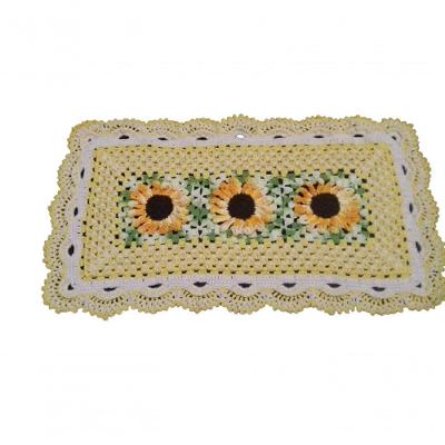 Tapete De Crochê Girassol Artesanal Amarelo.