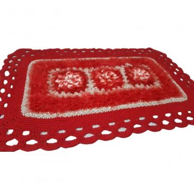 Tapete De Crochê Luxo Vermelho Artesanal.