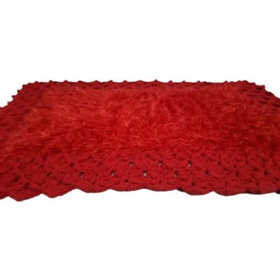 Tapete De Crochê Luxo Vermelho Artesanal