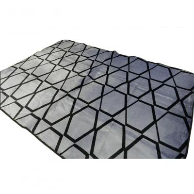 Tapete Flannel Sala Quarto Luxo Macio 2,00X1,40 Prata Preto.