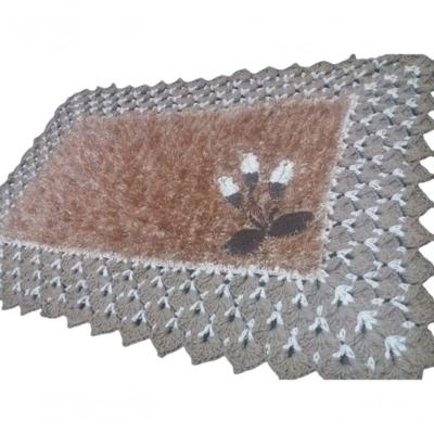 Tapete Marrom Luxo De Crochê Artesanal