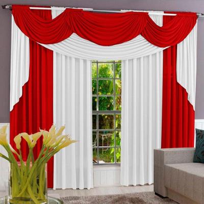 Cortina Imperiale Varão Tecido Malha Gel Sala Quarto 4,00 X 2,60 Metros - Vermelho E Branco
