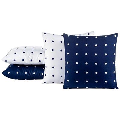 Kit 4 Capas De Almofada Meggy Poá Bolinhas Micropercal 200 Fios - Azul Marinho
