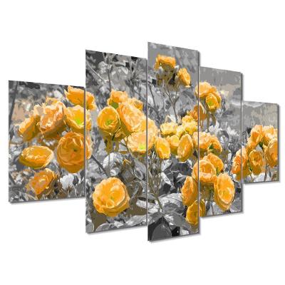 Kit 5 Placa Quadro Decorativo Quarto Sala Flores Vermelha Titulo Rosas Amarelas