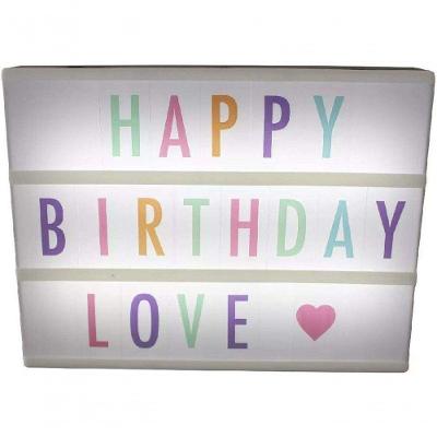 Quadro Letreiro De Cinema Luminoso 30x23cm Light Box - Preto - Letras Coloridas