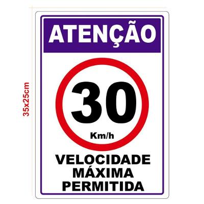 Velocidade Máxima Permitida Adesivo 30Km Por Hora Vermelho