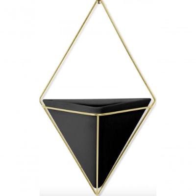 Vaso De Parede Grande Preto / Dourado - Umbra