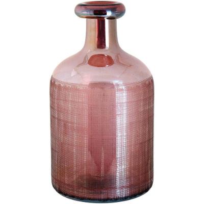 Benji Garrafa Decorativa 32X18X18Cm Vidro Rosa Lustrado