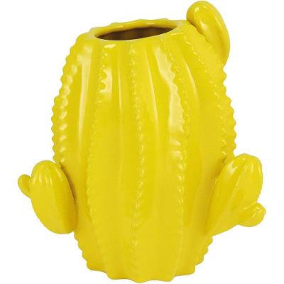 Cactus Vaso 22X19X19Cm Cerâmica Amarelo