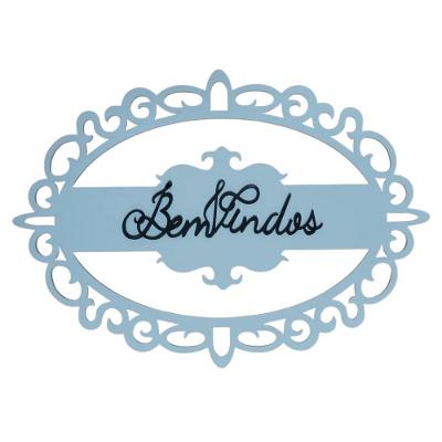 Enfeite Para Casa -bem Vindos 100% Mdf Marrom Café/branco