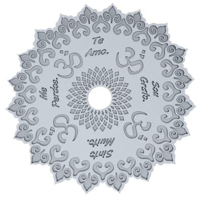 Enfeite Mandala Arabesco Te Amo, Sinto Muito, Me Perdoe, Sou Grata - Branco 25x25