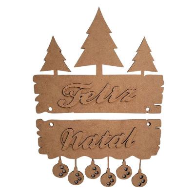 Enfeite De Porta Feliz Natal (31x23) Mdf Cru