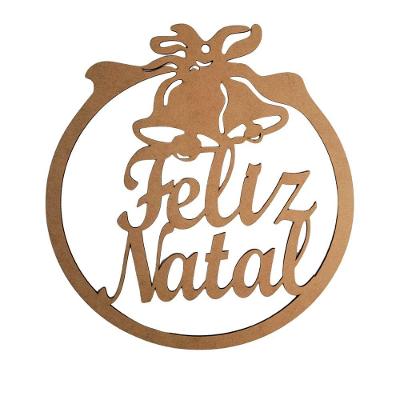 Enfeite Redondo De Porta Feliz Natal (30x28,5) Mdf Cru
