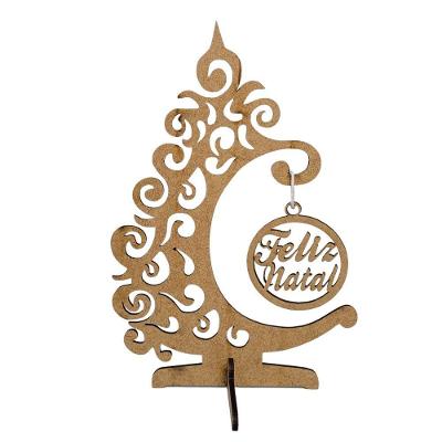 Enfeite árvore De Natal Feliz Natal Em Mdf Cru (20x14)