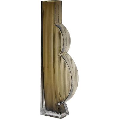 Ficarella Vaso 35X5X11Cm Vidro Cinza
