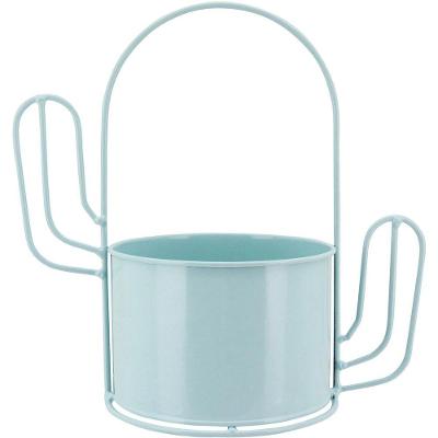 Garden Cachepô 23X24X13Cm Metal Azul Cacto