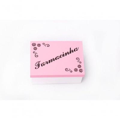 Kit Com 6un De Caixa Personalizada Farmacinha 100% Mdf (17x12x08) Rosa/branco