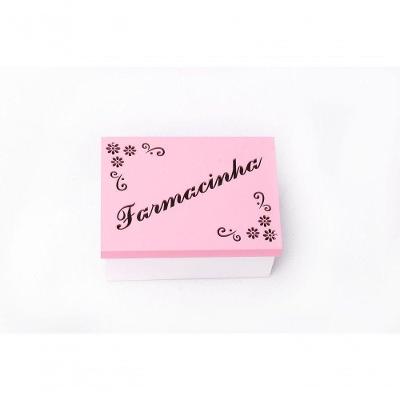 Kit Com 12un De Caixa Personalizada Farmacinha 100% Mdf (17x12x08) Rosa/branco