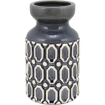 Hue Vaso 26X15X15Cm Cerâmica Cinza