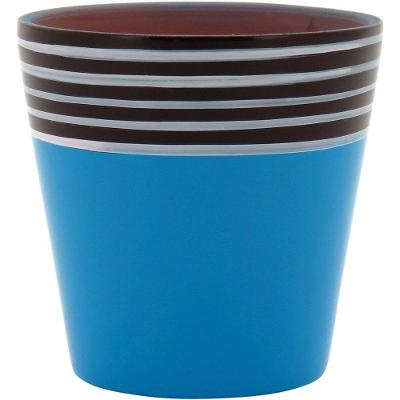 Poterie Cachepô 8X8X8Cm Terracota Azul