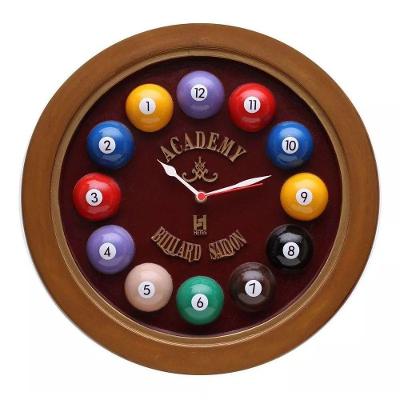 Relógio Decorativo Parede De Fibra - Billiard Bordô - Anti-horário