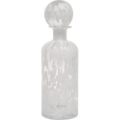 Messina Garrafa Decorativa 35X12X12Cm Vidro Branco Com Tampa