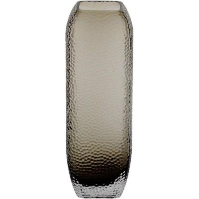 Vaso 25X8X8Cm Vidro Cinza