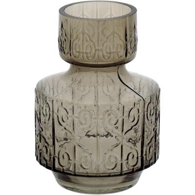 Vaso 22X16X16Cm Vidro Cinza