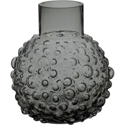 Vaso 18X16X16Cm Vidro Cinza
