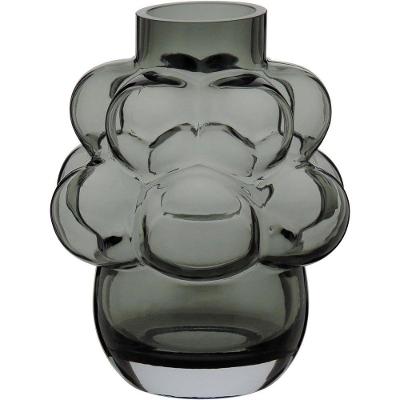 Vaso 22X18X18Cm Vidro Cinza