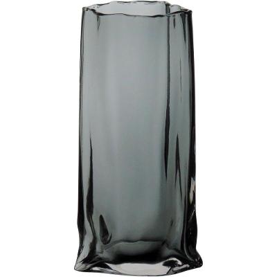 Vaso 30X15X10Cm Vidro Cinza