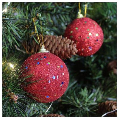 2 Bolas Enfeite Natalino árvore Natal Vermelho Glitter 70mm