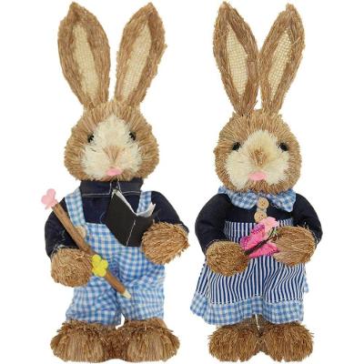 Casal De Coelhos De Páscoa Decoração Enfeite Coelhinhos - 35cm