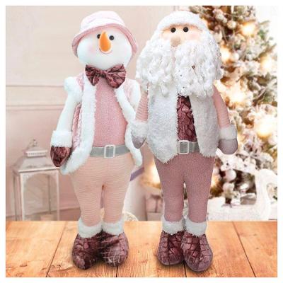 Dupla Boneco Natalino Papai Noel E Boneco De Neve Rosa