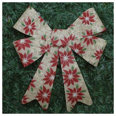 Kit 10 Enfeite árvore Natal Laço Decorado Com Flores 46 Cm