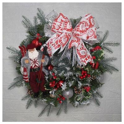 Guirlanda Natalina Enfeite De Porta Papai Noel Esquiador 60cm